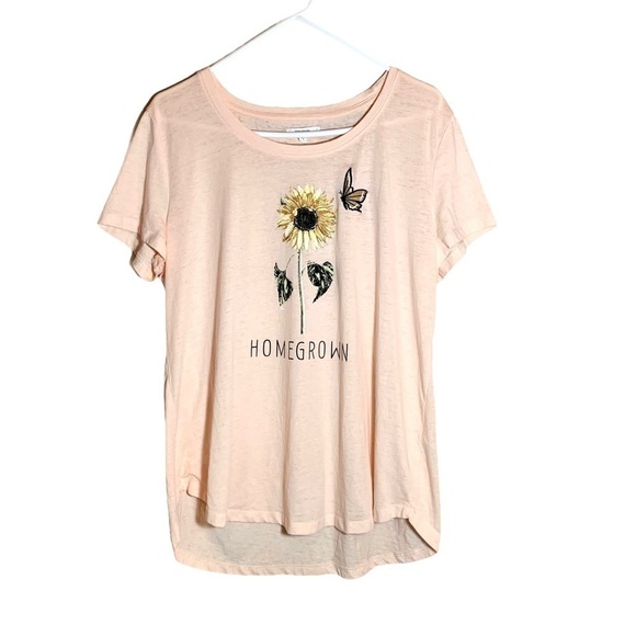 Maurices Soft Pink Orange Peach Coral Homegrown Graphic T-Shirt Size Large - Picture 3 of 16